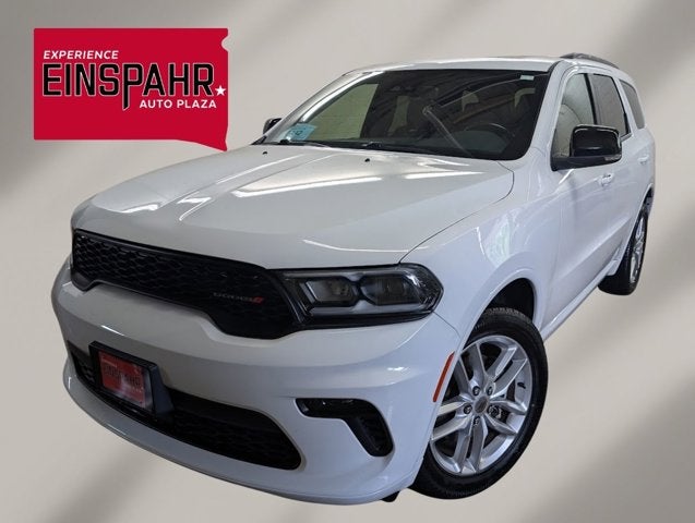 2023 Dodge Durango GT Plus in White Knuckle Clearcoat — front three-quarter view