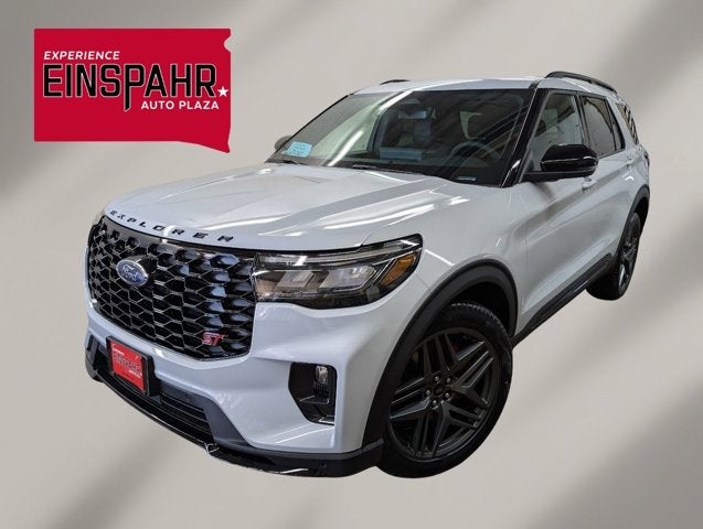2026 Ford Explorer ST in Space White Metallic — front three-quarter view